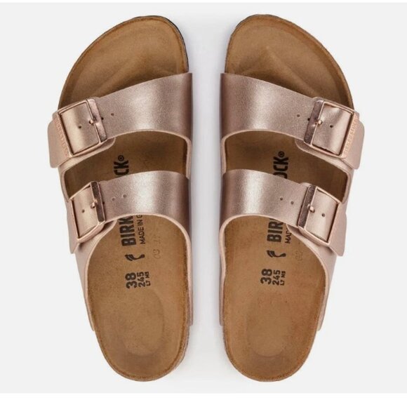 Birkenstock Arizona Womens Metallic Copper Birko-Flor Sandals ** Size 7 ** - Picture 1 of 9